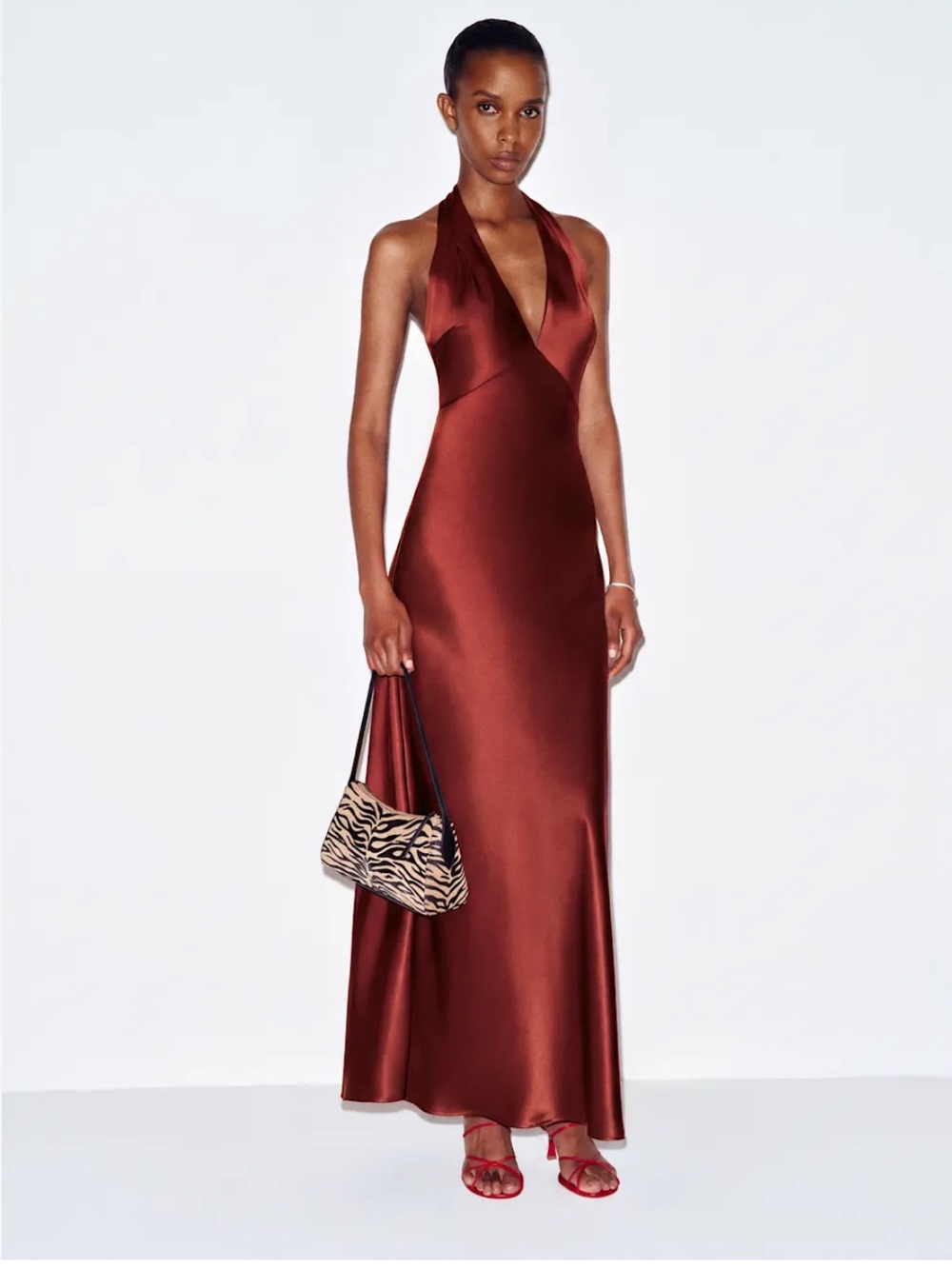 Reformation Daniela Dress | Silk Halter Maxi in Deep Red | *has been altered*